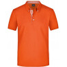 Polo Homme à inserts vichy personnalisé en broderie orange foncé orange foncé blanc