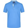 Polo Homme à inserts vichy personnalisé en broderie bleu glacier bleu glacier blanc face