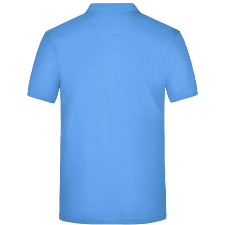 Polo Homme à inserts vichy personnalisé en broderie bleu glacier bleu glacier blanc dos