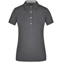 Polo Femme à inserts vichy personnalisé en broderie blanc bleu jaune blanc 2