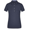 Polo Femme à inserts vichy personnalisé en broderie marine denim clair
