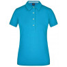 Polo Femme à inserts vichy personnalisé en broderie turquoise turquoise blanc