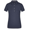 Polo Femme à inserts vichy personnalisé en broderie marine marine blanc
