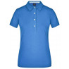 Polo Femme à inserts vichy personnalisé en broderie bleu glacier bleu glacier blanc