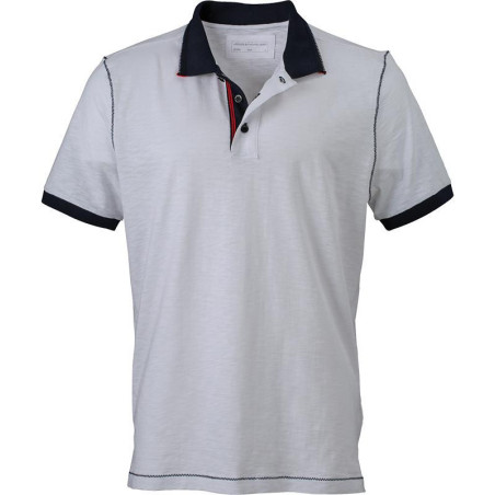 Polo Homme urban personnalisé en broderie blanc marine