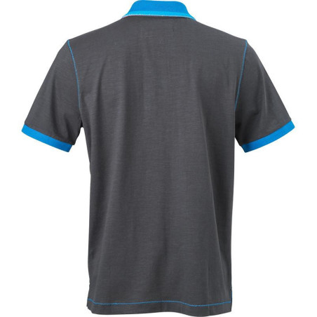 Polo Homme urban personnalisé en broderie graphite azur dos