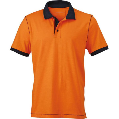 Polo Homme urban personnalisé en broderie orange marine