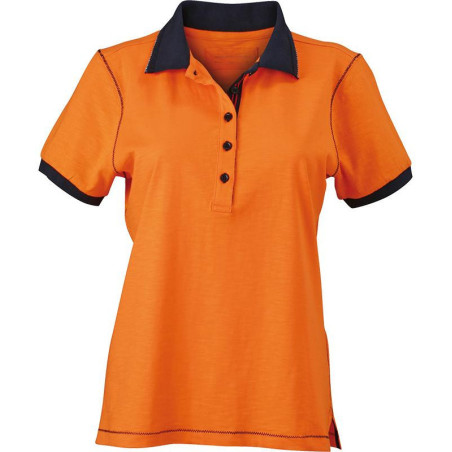 Polo Femme urban personnalisé en broderie orange marine