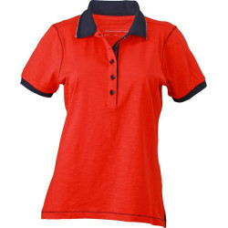 Polo Femme urban personnalisé en broderie rouge marine