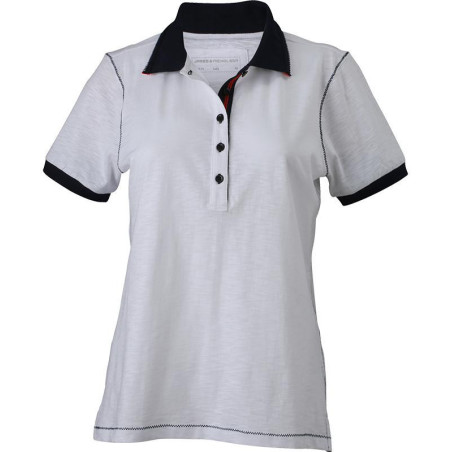 Polo Femme urban personnalisé en broderie blanc marine