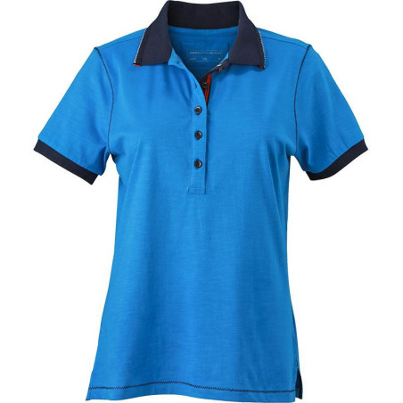 Polo Femme urban personnalisé en broderie azur marine