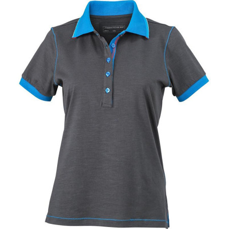Polo Femme urban personnalisé en broderie graphite azur face