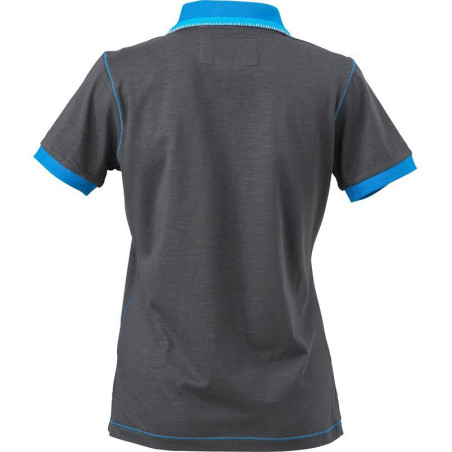 Polo Femme urban personnalisé en broderie graphite azur dos