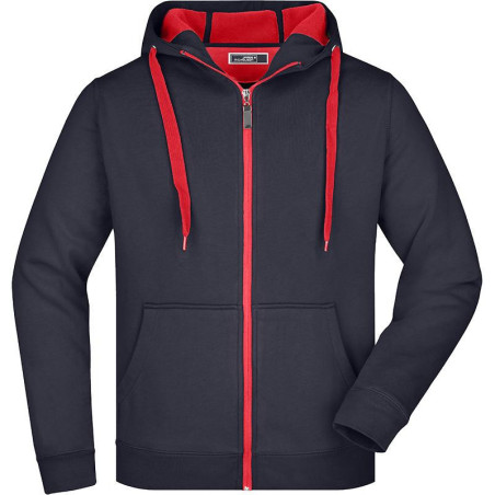 Veste à capuche Homme personnalisé en broderie marine rouge