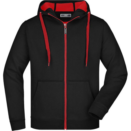 Veste à capuche Homme personnalisé en broderie noir rouge