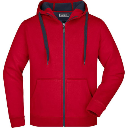 Veste à capuche Homme personnalisé en broderie rouge carbone