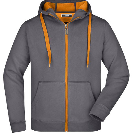 Veste à capuche Homme personnalisé en broderie carbone orange