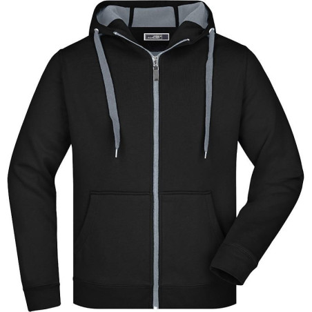 Veste à capuche Homme personnalisé en broderie noir carbone