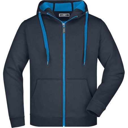 Veste à capuche Homme personnalisé en broderie marine aqua