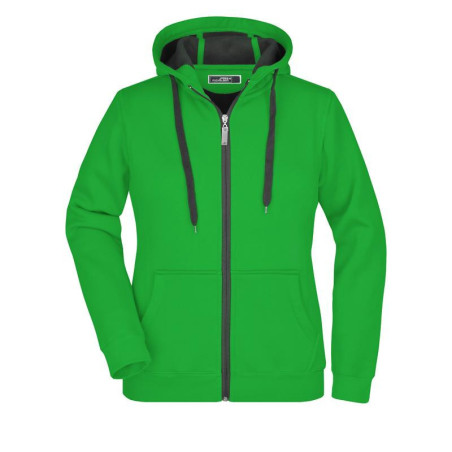 Veste à capuche Femme personnalisé en broderie vert/graphite