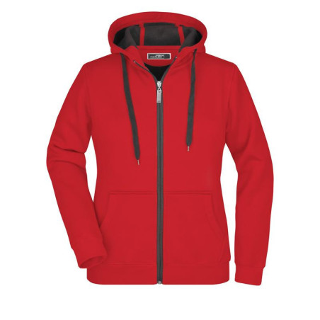 Veste à capuche Femme personnalisé en broderie rouge carbone
