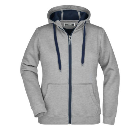 Veste à capuche Femme personnalisé en broderie gris marine