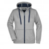 Veste à capuche Femme personnalisé en broderie gris marine