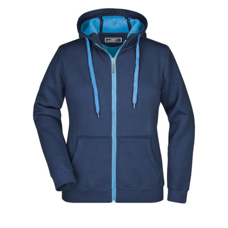 Veste à capuche Femme personnalisé en broderie marine aqua