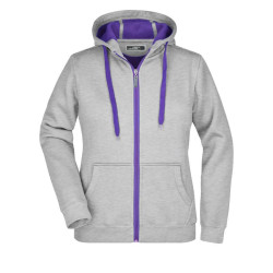 Veste à capuche Femme personnalisé en broderie gris chiné foncé pourpre