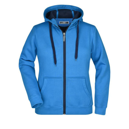Veste à capuche Femme personnalisé en broderie azur marine