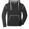 Sweat à capuche contrasté Homme personnalisé en broderie noir gris chiné foncé face