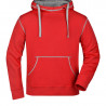 Sweat à capuche contrasté Homme personnalisé en broderie rouge gris chiné