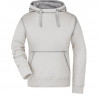 Sweat à capuche contrasté Femme personnalisé en broderie blanc cassé gris chiné