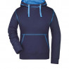 Sweat à capuche contrasté Femme personnalisé en broderie marine cobalt