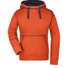 Sweat à capuche contrasté Femme personnalisé en broderie orange foncé marine