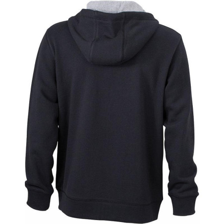 Veste à capuche contrasté Homme personnalisé en broderie noir gris chiné dos