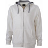 Veste à capuche contrastée Femme personnalisée en broderie blanc cassé gris chiné