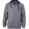 Veste à capuche contrastée Femme personnalisée en broderie gris marine