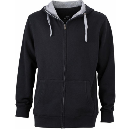 Veste à capuche contrastée Femme personnalisée en broderie noir gris chiné foncé