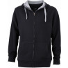 Veste à capuche contrastée Femme personnalisée en broderie noir gris chiné foncé
