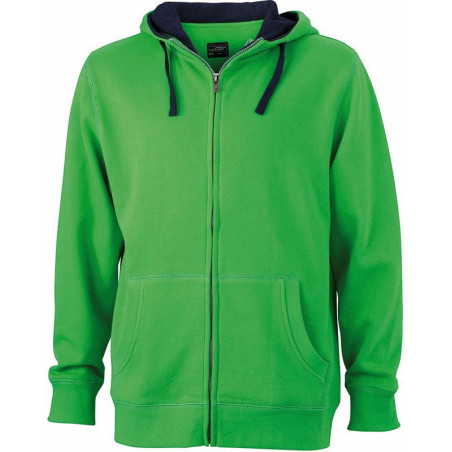 Veste à capuche contrastée Femme personnalisée en broderie vert marine