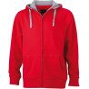 Veste à capuche contrastée Femme personnalisée en broderie rouge gris chiné