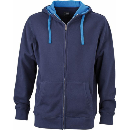 Veste à capuche contrastée Femme personnalisée en broderie marine cobalt face