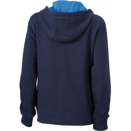 Veste à capuche contrastée Femme personnalisée en broderie marine cobalt dos