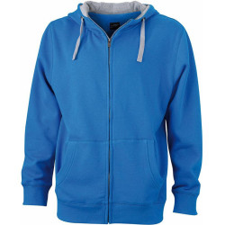 Veste à capuche contrastée Femme personnalisée en broderie cobalt gris chiné