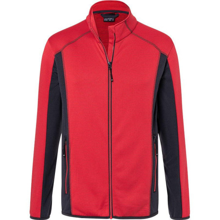 Veste Polaire Homme personnalisée en broderie rouge carbone face