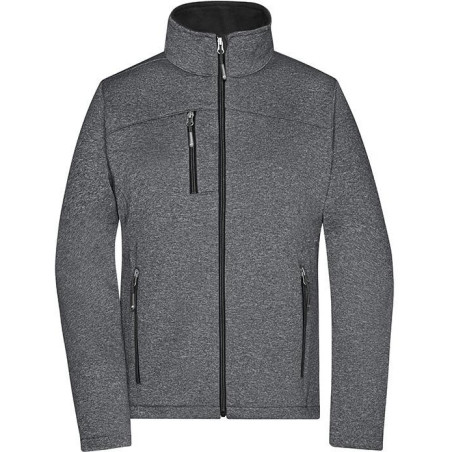 Veste Softshell Femme personnalisée en broderie gris foncé noir