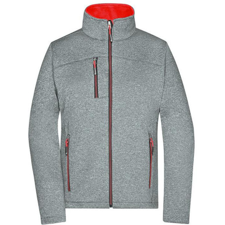 Veste Softshell Femme personnalisée en broderie gris rouge