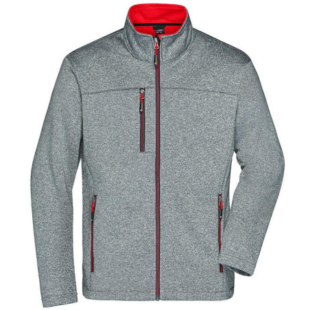 Veste Softshell Homme personnalisée en broderie gris rouge