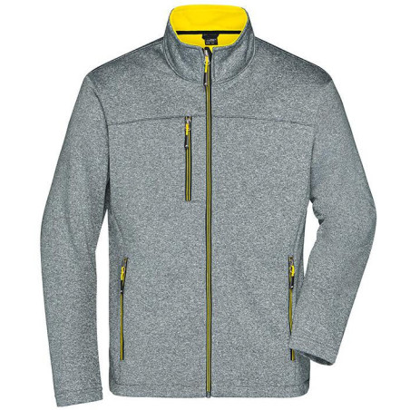 Veste Softshell Homme personnalisée en broderie gris jaune